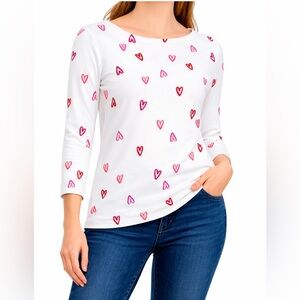 NWT JOULES Harbour Print Cream Hearts Top!